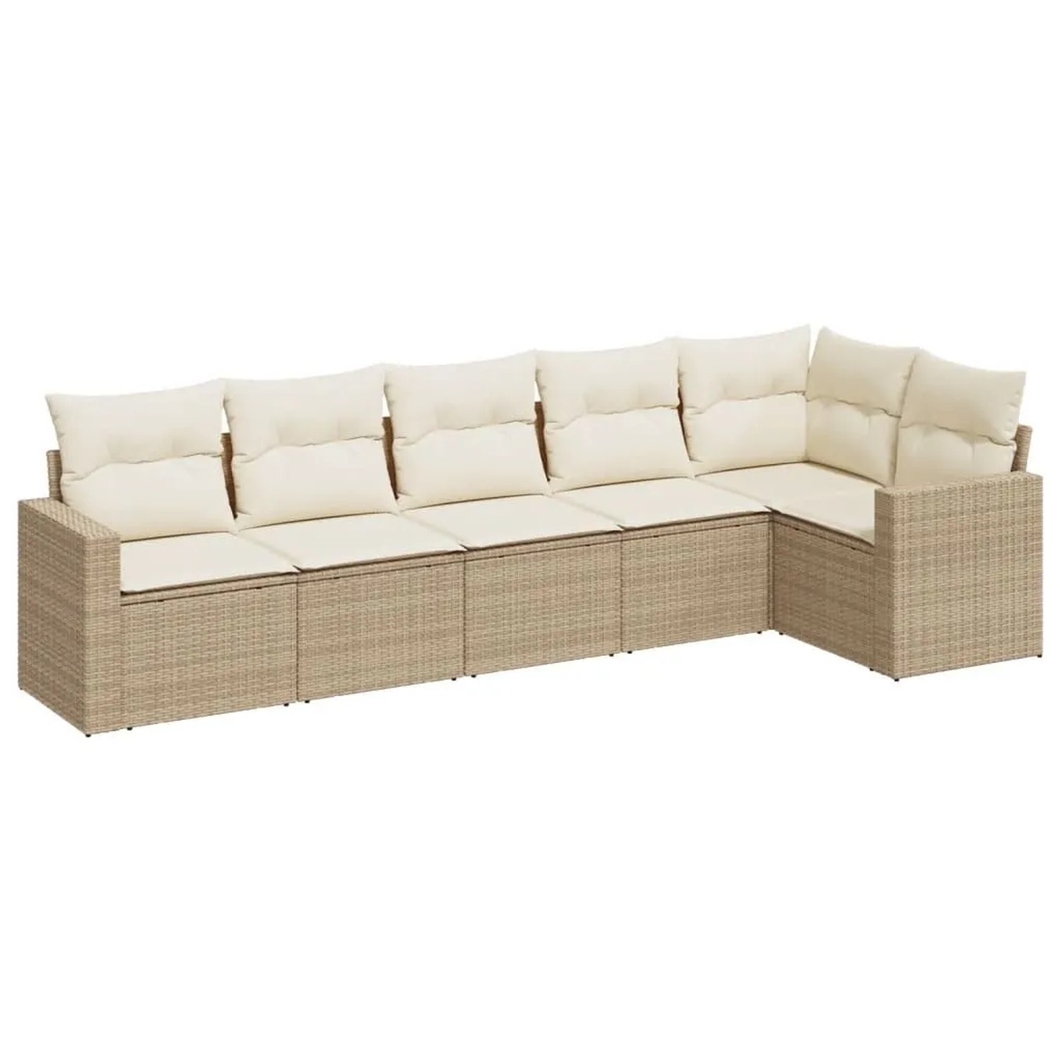 vidaXL 6-Tlg Garten-Sofagarnitur mit Kissen Beige Poly Rattan 3251325