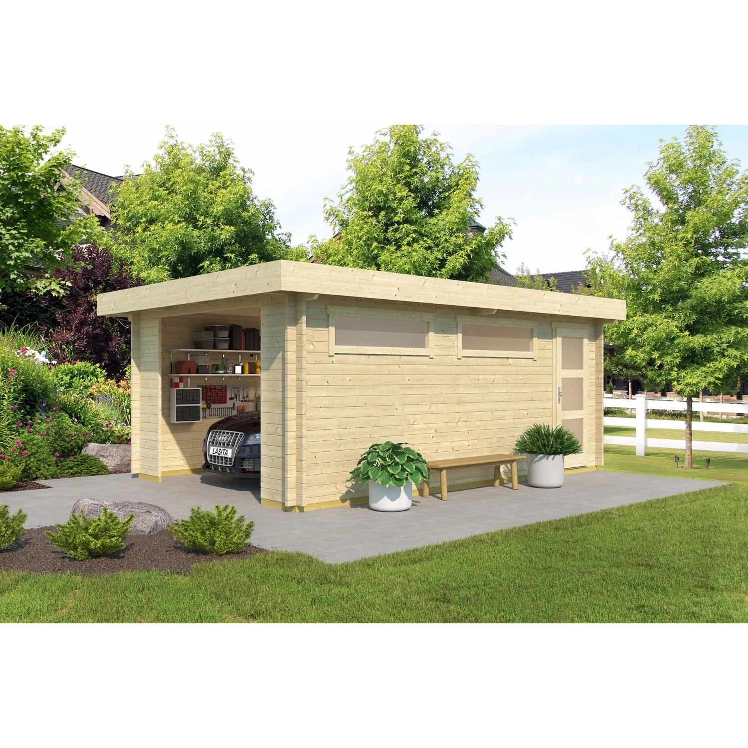 Lasita Garage Canberra 360 cm x 540 cm Natur/Unbehandelt