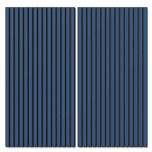 2er Set blaue Akustikpaneele Lino Midnight Blue, 60x120cm, zur Wand- und Deckengestaltung.