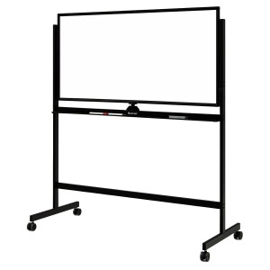 Mobiles Whiteboard von Costway mit schwarzem Ständer und Rollen, 120x60 cm.