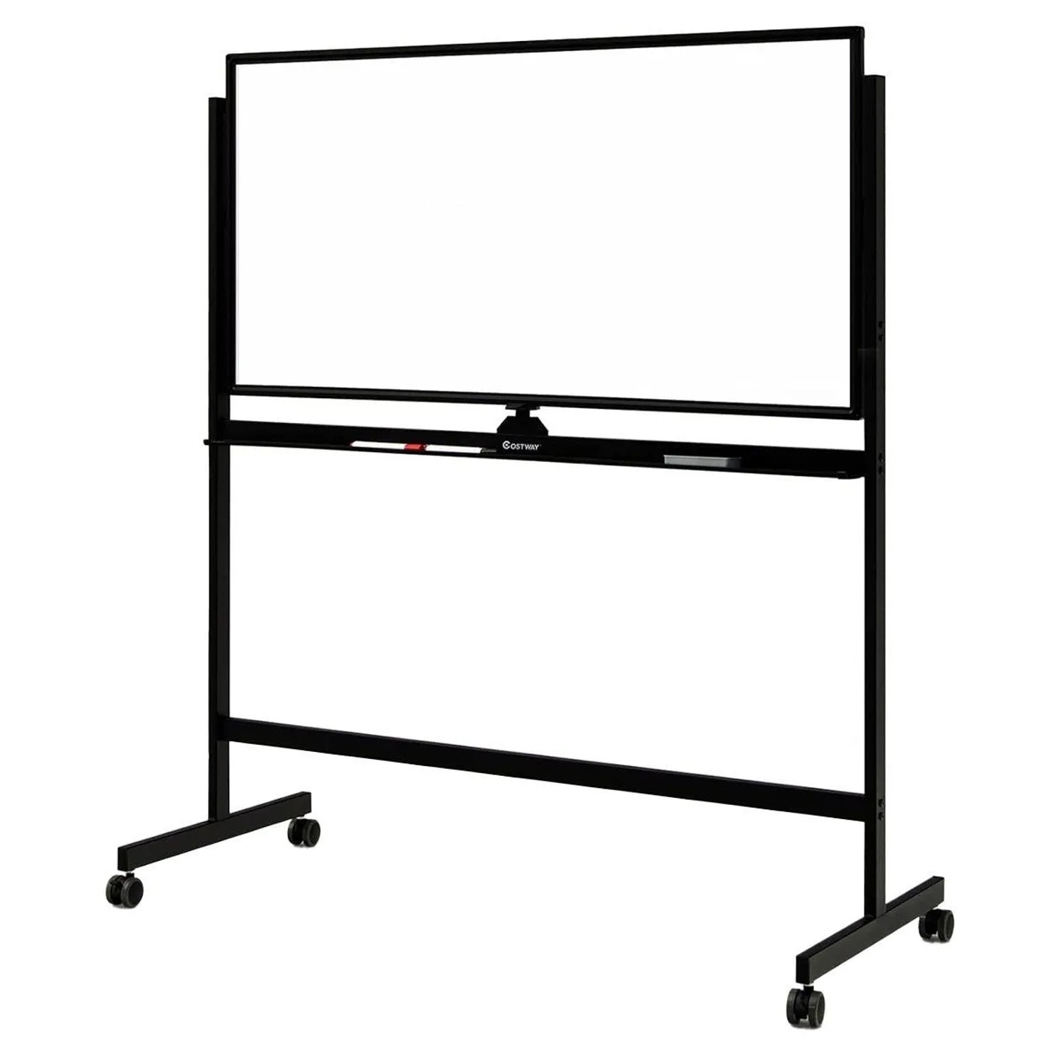 Costway Mobiles Whiteboard mit Ständer & Rollen Schwarz 120 x 60 cm