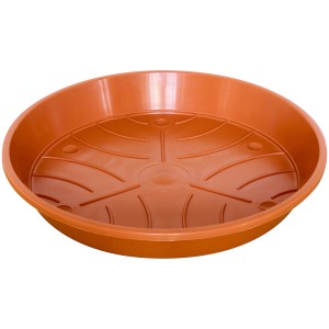 Terracottafarbener Geli Untersetzer Standard, ca. 18 cm Durchmesser, für Pflanzen.