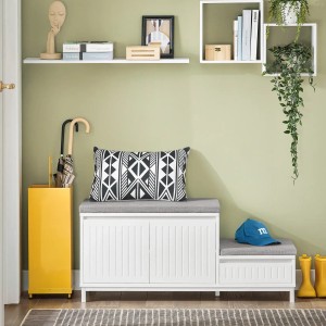 SoBuy Kinder Schuhbank mit Sitzfläche Garderobenbank mit Stauraum Weiß FSR172-W