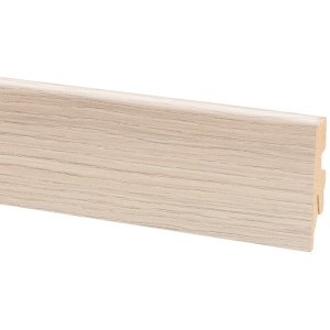 Sockelleiste Eiche Silver, 60 mm hoch, zur Wandbefestigung mit Clips.