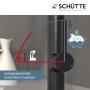 Schütte Miami Spültischarmatur, schwarz-matt, mit Cold-Start Funktion und Energiesparhinweis.