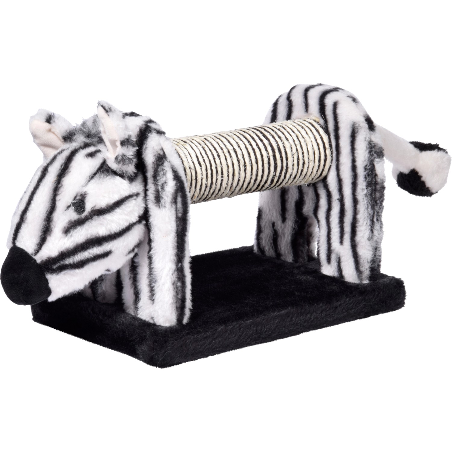Kratzbaum Zebra: Kratzmöbel für Katzen aus Sisal und Plüsch, Teil des 3er-Sets.