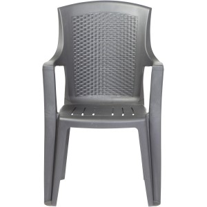 Anthrazitfarbener Progarden Stapelsessel Eden mit Geflechtoptik für den Garten.