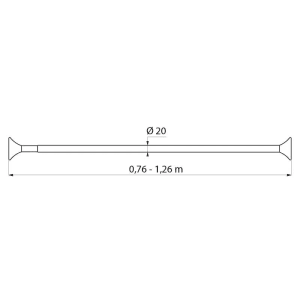 Delabie Duschvorhangstange gerade ausziehbar ECO D20 760-1260 mm, poliertes Aluminium.