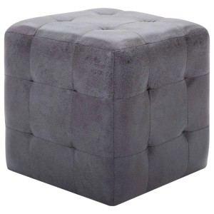 Grauer vidaXL Pouf im Wildleder-Look, 30x30x30 cm, quadratischer Hocker.