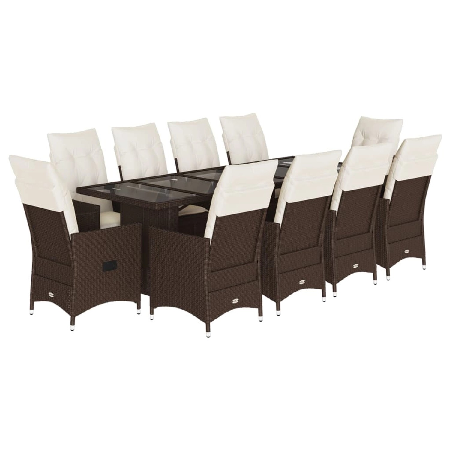 vidaXL 11-tlg Garten-Bistro-Set mit Kissen Braun Poly Rattan Modell 1