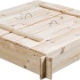 SwingKing Sandkasten Gucio, unbehandelt, 120x120 cm mit Abdeckung. Holzsandkasten.