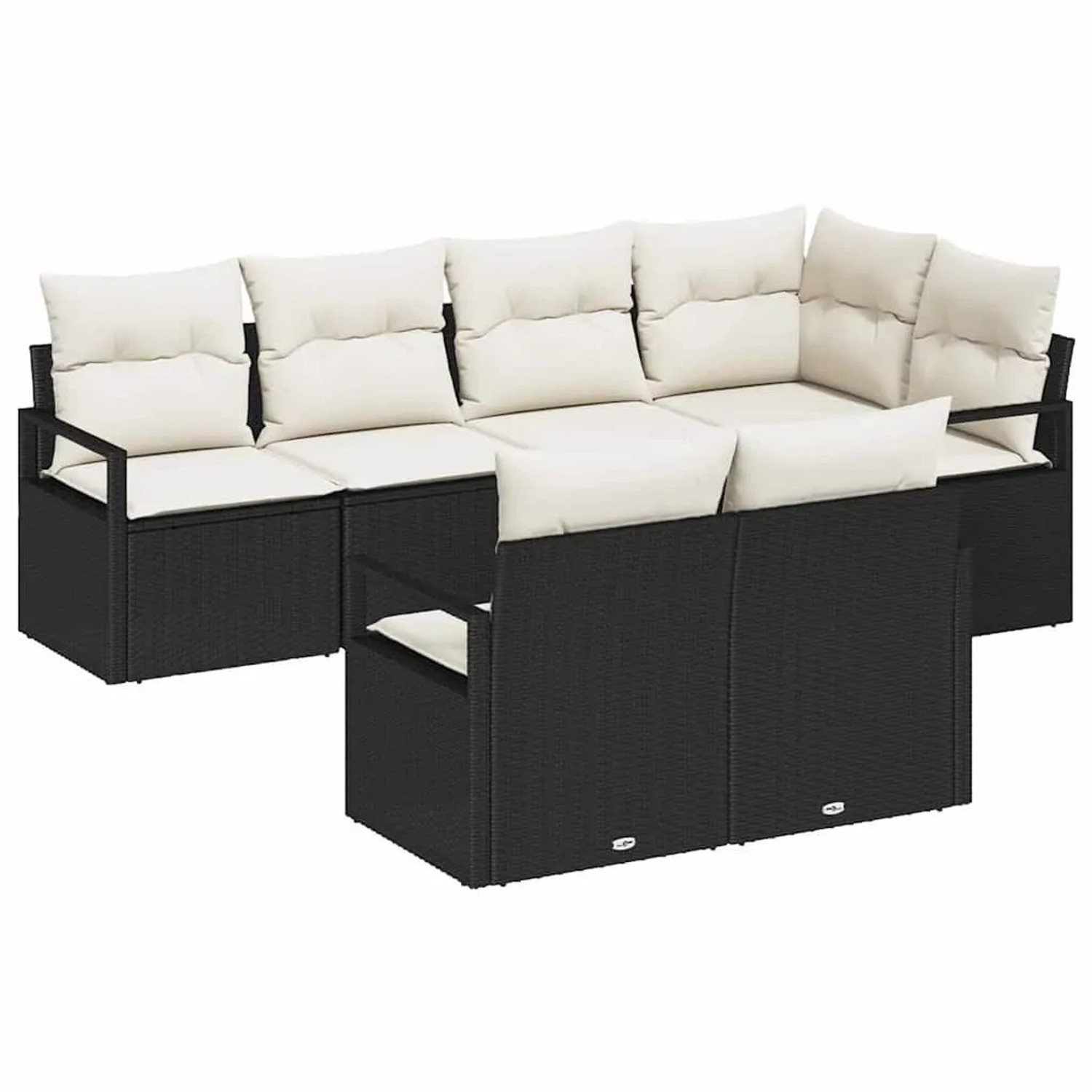 vidaXL Gartensofa-set mit Kissen 7-Tlg Schwarz und Weiß Poly-Rattan 3355086 günstig online kaufen
