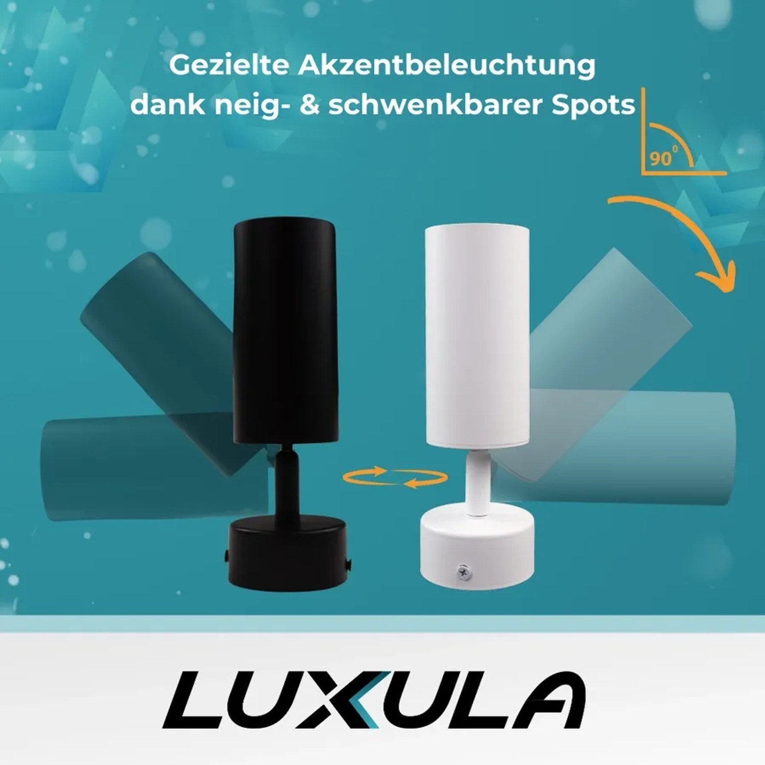 LUXULA LED Spot, schwenkbar, weiß und schwarz, für Akzentbeleuchtung. Deckenstrahler aus Aluminium.