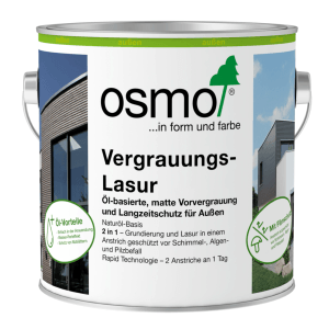 Dose Osmo Vergrauungs-Lasur 1921 Platingrau 0,75 l für Holz im Außenbereich.
