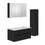 Schöner Wohnen Badmöbel-Set Stockholm, 6-teilig, 130 cm, Cosmos Grey: Waschtisch, Spiegelschrank und Mittelschrank.