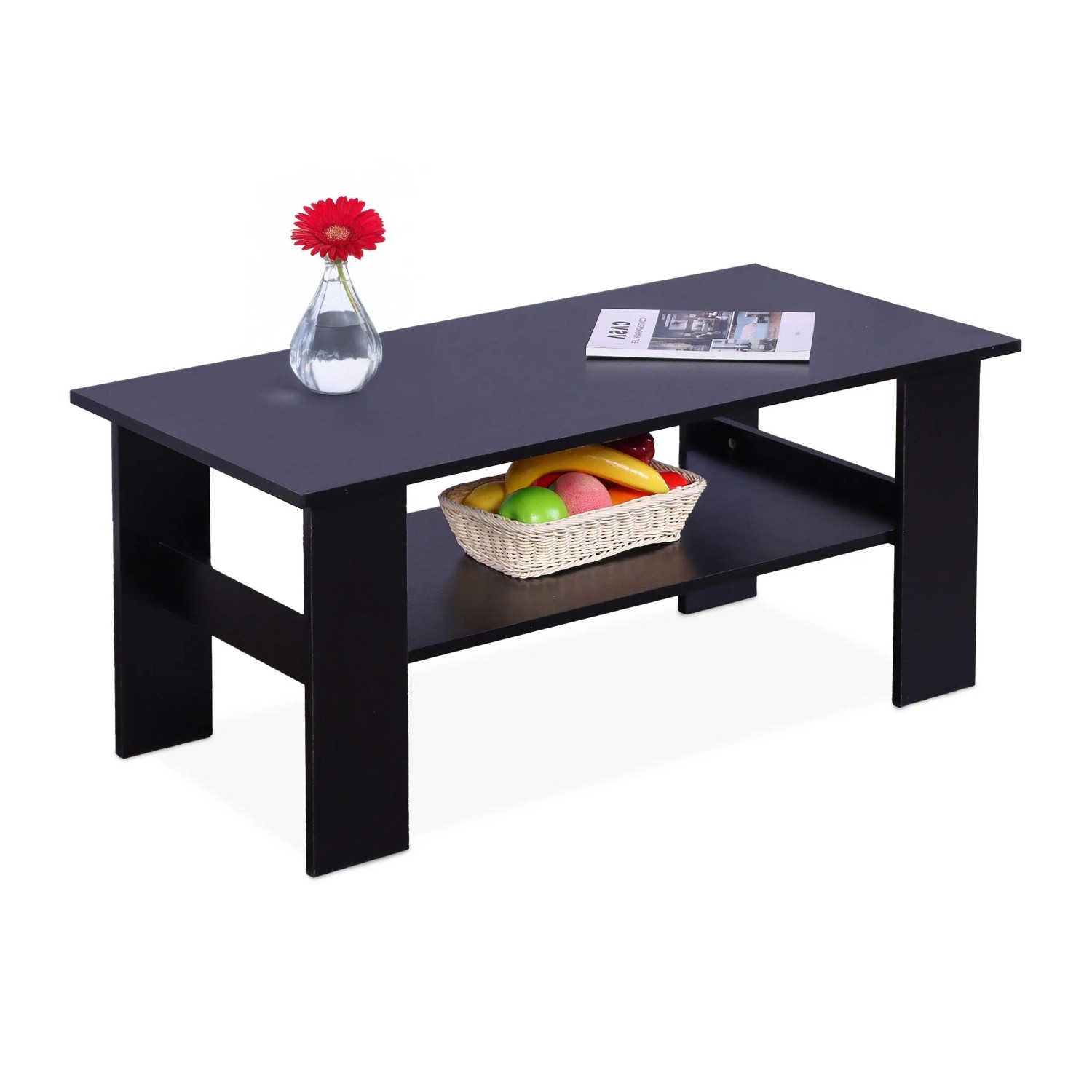Relaxdays Couchtisch Holzwerkstoff Schwarz Mit Ablage 100 cm x 50 cm x 43,5 cm 10,9 kg