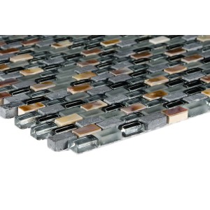 Mosaikfliese Glas & Stein, 5th Avenue Black Mix Seashell, 28,5x28,5 cm, Detailansicht.