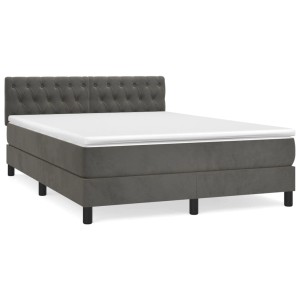 vidaXL Boxspringbett mit Matratze Dunkelgrau 140x200 cm Samt 3141486
