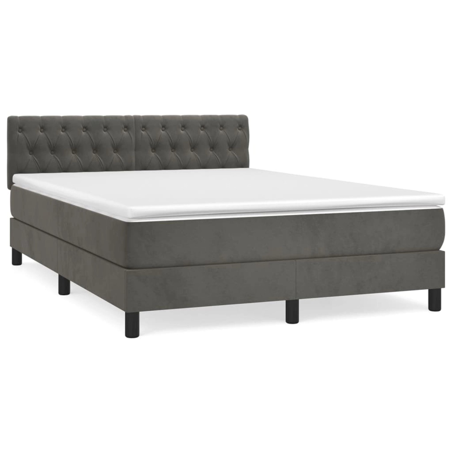 vidaXL Boxspringbett mit Matratze Dunkelgrau 140x200 cm Samt 3141486 günstig online kaufen