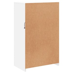Weißer Beistellschrank mit LED-Leuchten, Holzwerkstoff, Modell 1. Büroschrank mit Tür.