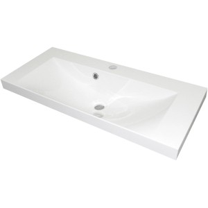 Weißes Fackelmann Einbauwaschbecken Malua, 80 cm breit, aus Gussmarmor.