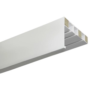 Weiße Gardinia Vorhangschiene P2Ü (210 cm) für 3 Gardinenläufe, geeignet zur Deckenmontage.