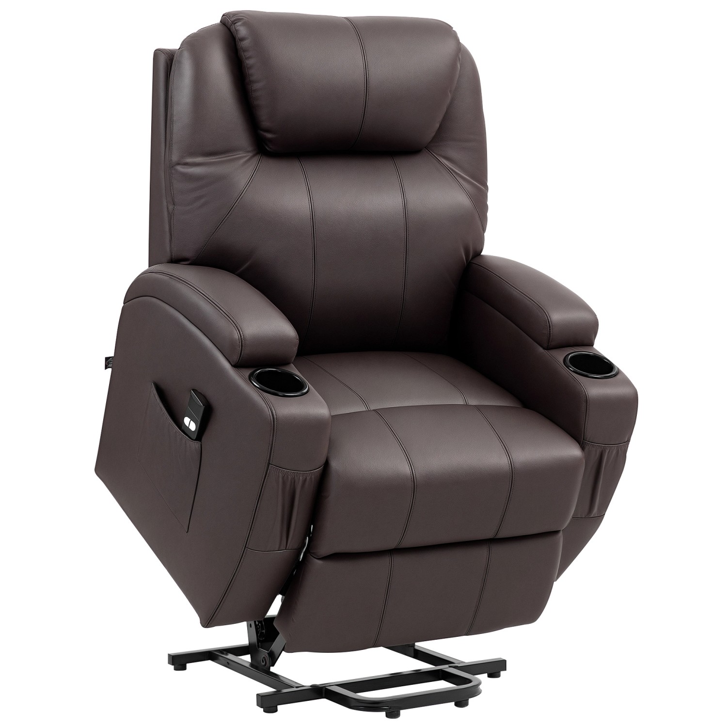 HOMCOM Fernsehsessel mit Aufstehhilfe Kunstleder Schaumstoff Kaffee-Braun