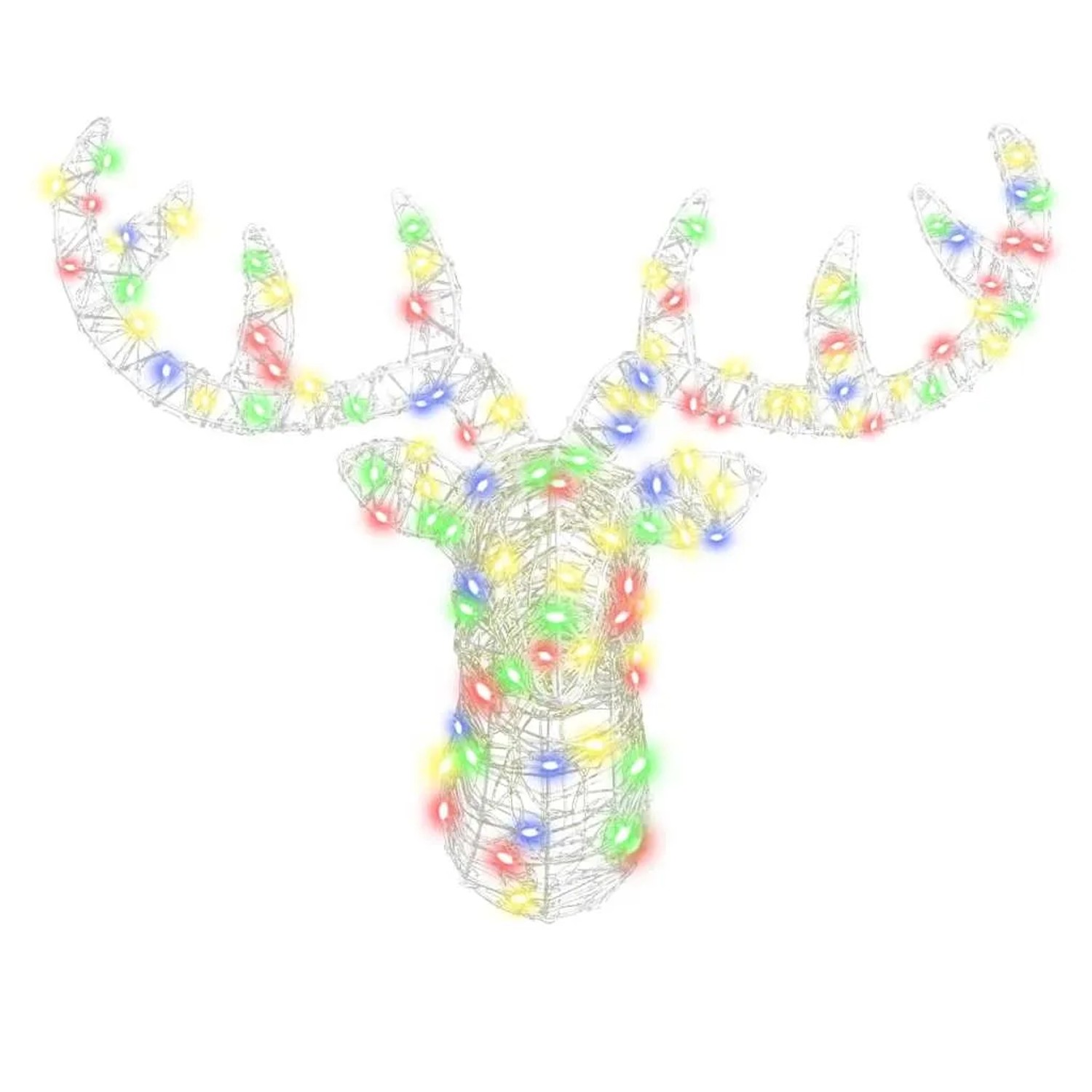 Bunter vidaXL Rentierkopf aus Acryl, 60 cm, mit LED-Lichtern für die Weihnachtsdekoration.