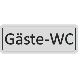 Türschild Gäste-WC, 12x4,5cm, silbergrau, aus Hard-PVC, für Innen- und Außenbereich.