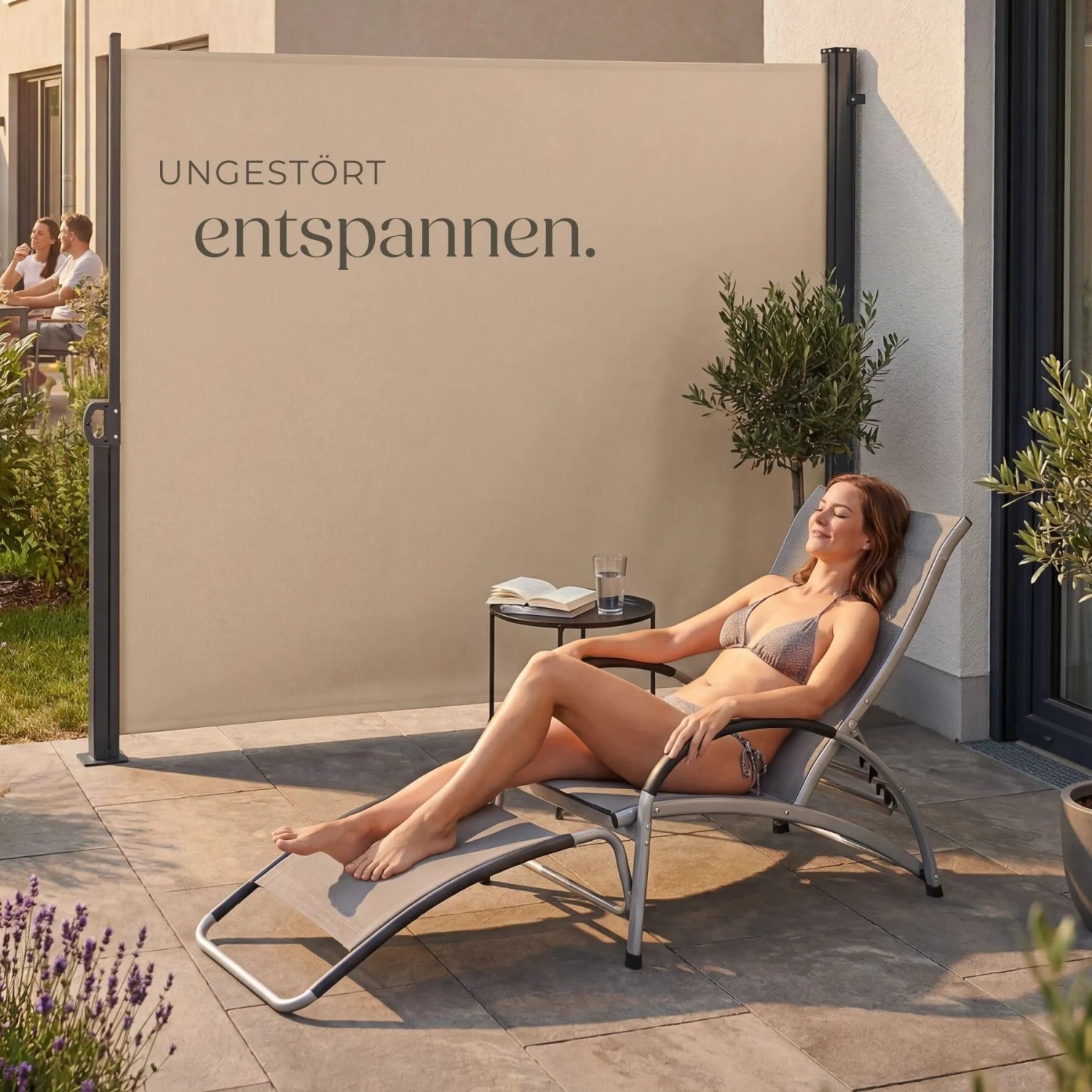 Tectake Seitenmarkise 180 x 300 cm Wetterfest Blickdicht 300 x 180 cm 9 x 300 x 180 cm Beige_8