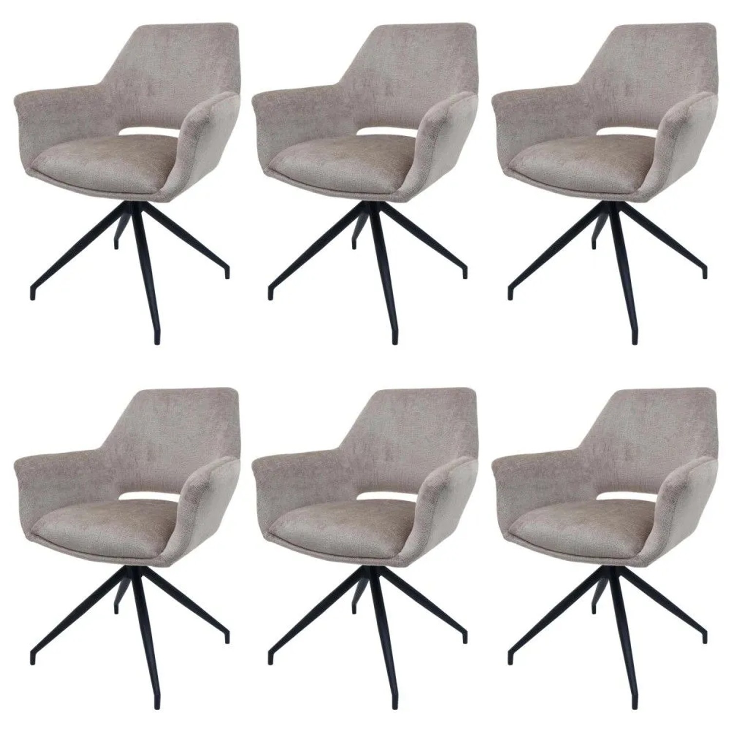 MCW 6er-Set Esszimmerstuhl M53 Taupe