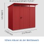 Ecostar Gerätehaus Trend, Pultdach, purpurrot, mit Maßen. Metall Gerätehaus für Garten.