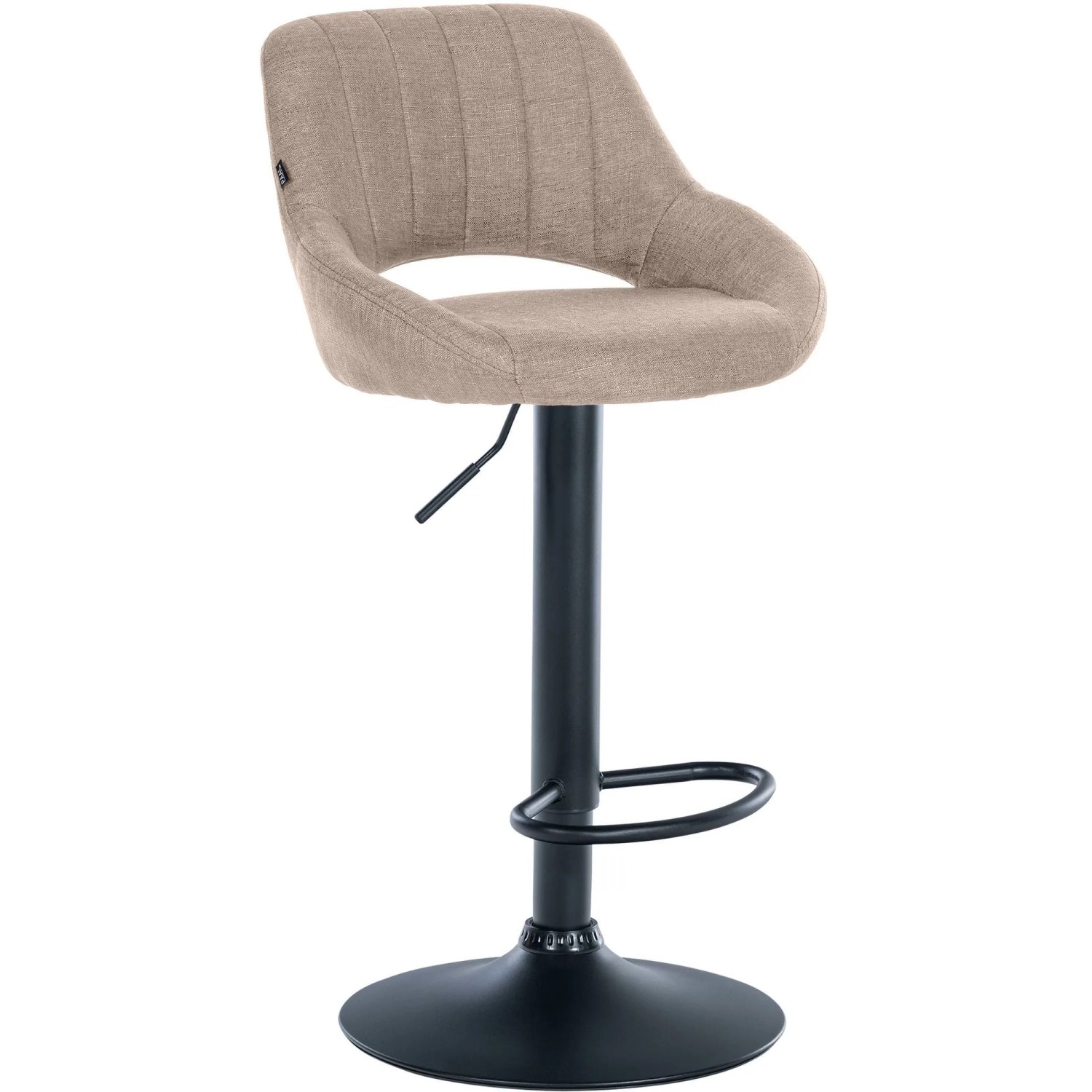DELUKE Barhocker SEGAD Stoff Taupe 46,5x48x85cm Schwarz Barstuhl Mit Lehne Tresenhocker Tresenstuhl