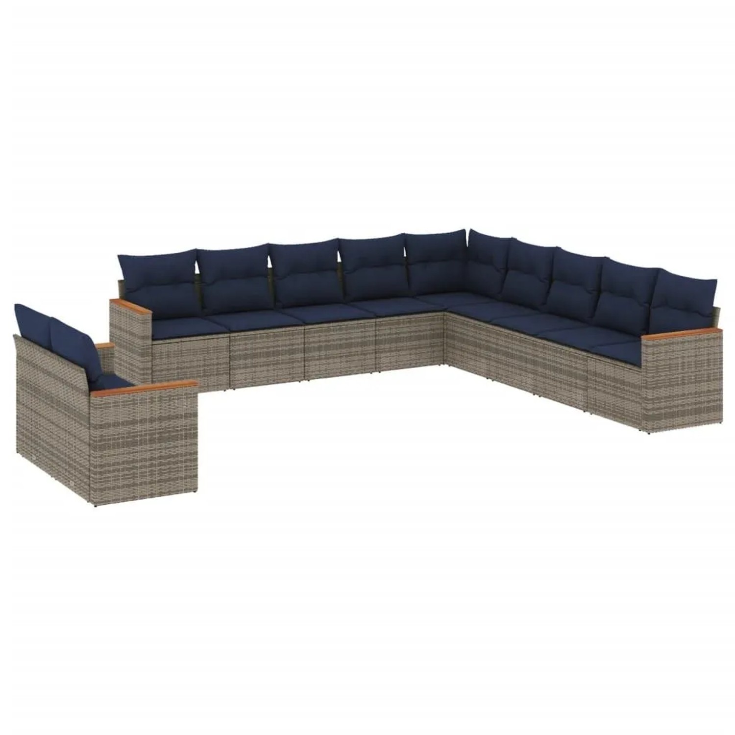 vidaXL 11-Tlg Gartensofa-Set mit Kissen Grau Polyrattan 3226131 günstig online kaufen
