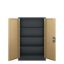 JAN NOWAK Büroschrank KEVIN, 140x90x40 cm, anthrazit/nussbaum, mit offenen Türen und drei Einlegeböden.