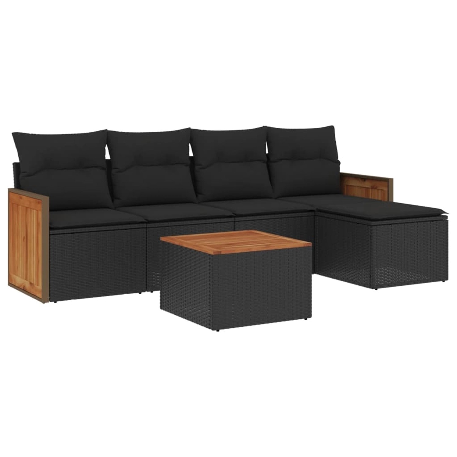 vidaXL 6-Tlg Garten-Sofagarnitur mit Kissen Schwarz Poly Rattan 3227602 günstig online kaufen