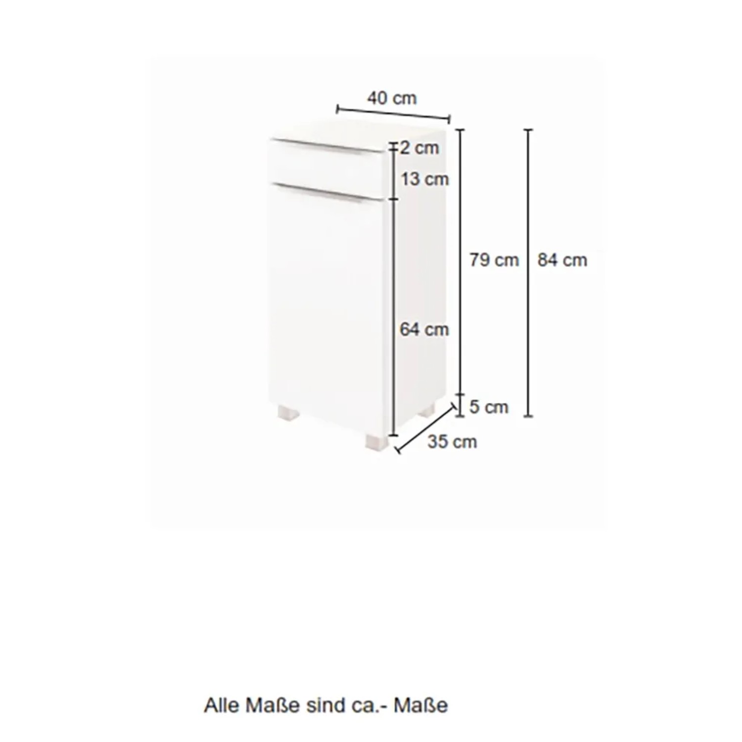 Held Möbel Unterschrank Monza, 40 cm, matt Weiß: Bad-Hängeschrank mit Schublade und Maßen.