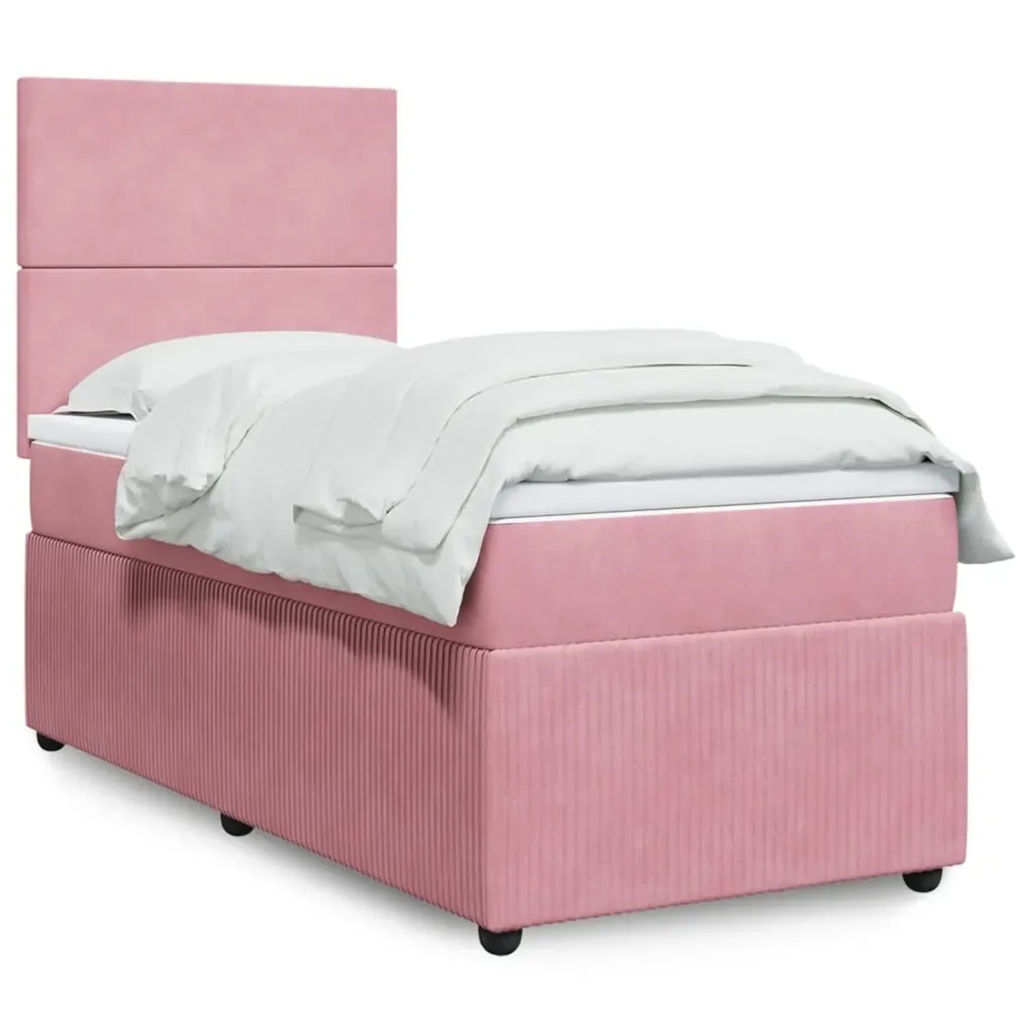 Rosa vidaXL Boxspringbett mit Matratze (100x200 cm) und Kopfteil.