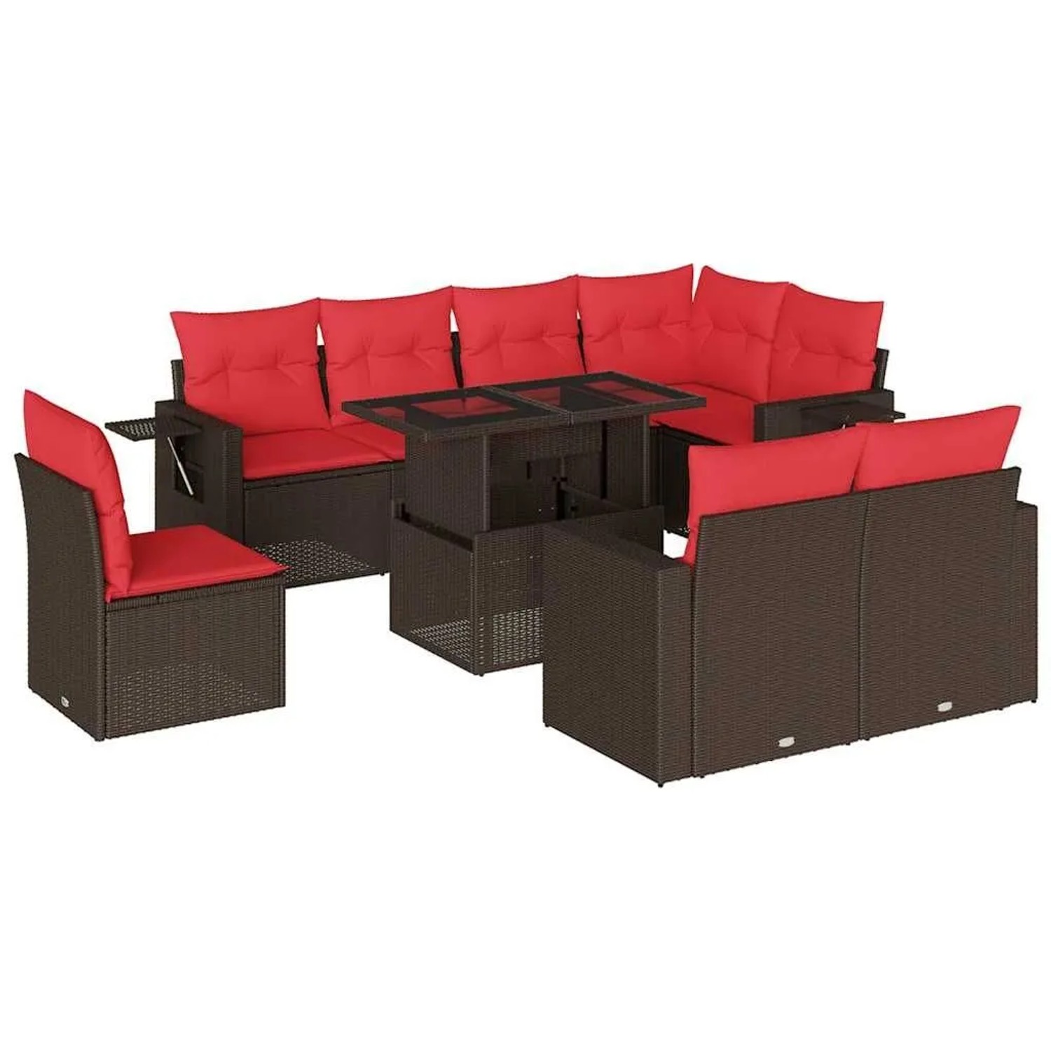 vidaXL 9-Tlg Gartensofa-Set mit Kissen Braun Polyrattan 3268044 günstig online kaufen