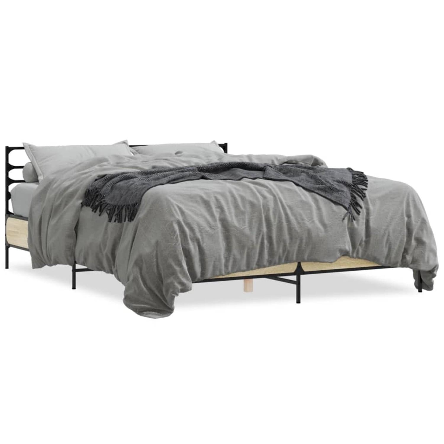 vidaXL Bettgestell Sonoma-Eiche 160x200 cm Holzwerkstoff und Metall 3280053 günstig online kaufen