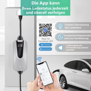Junsun 11kW 3-phasiges Typ 2 EV-Ladegerät mit App-Steuerung und 5m Kabel.