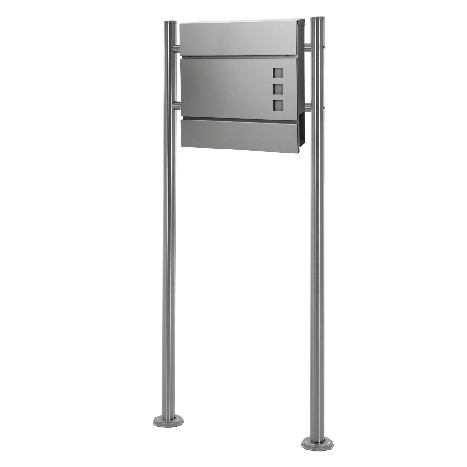 ECD Germany Standbriefkasten Anthrazit 37x10,5x36,5 cm mit Zeitungsfach Pfosten