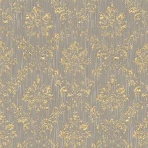 Barock Tapete beige-gold mit Ornamenten und Schimmer für Wohnräume.
