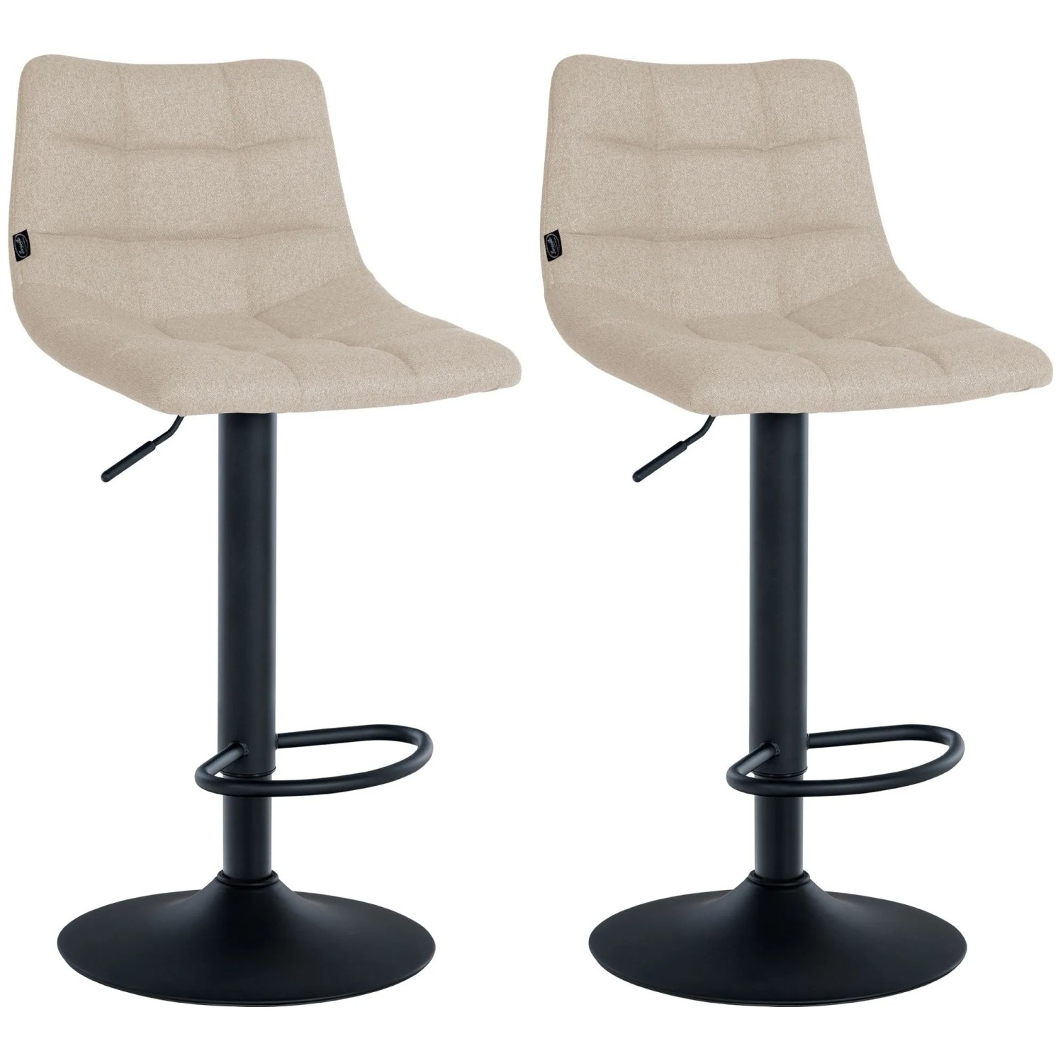 DELUKE Barhocker 2er Set DUBAI Creme Stoff Schwarz Barstuhl Mit Lehne Tresenhocker Tresenstuhl