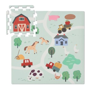 Relaxdays Puzzlematte Farm PE/PEVA Bunt Abwischbar 1 cm x 89,5 cm x 89,5 cm 670 g