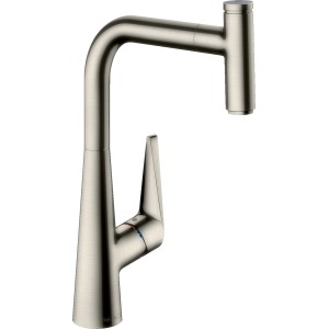 Hansgrohe Talis Select S 300 Küchenarmatur mit Ausziehauslauf, Edelstahl-Optik.