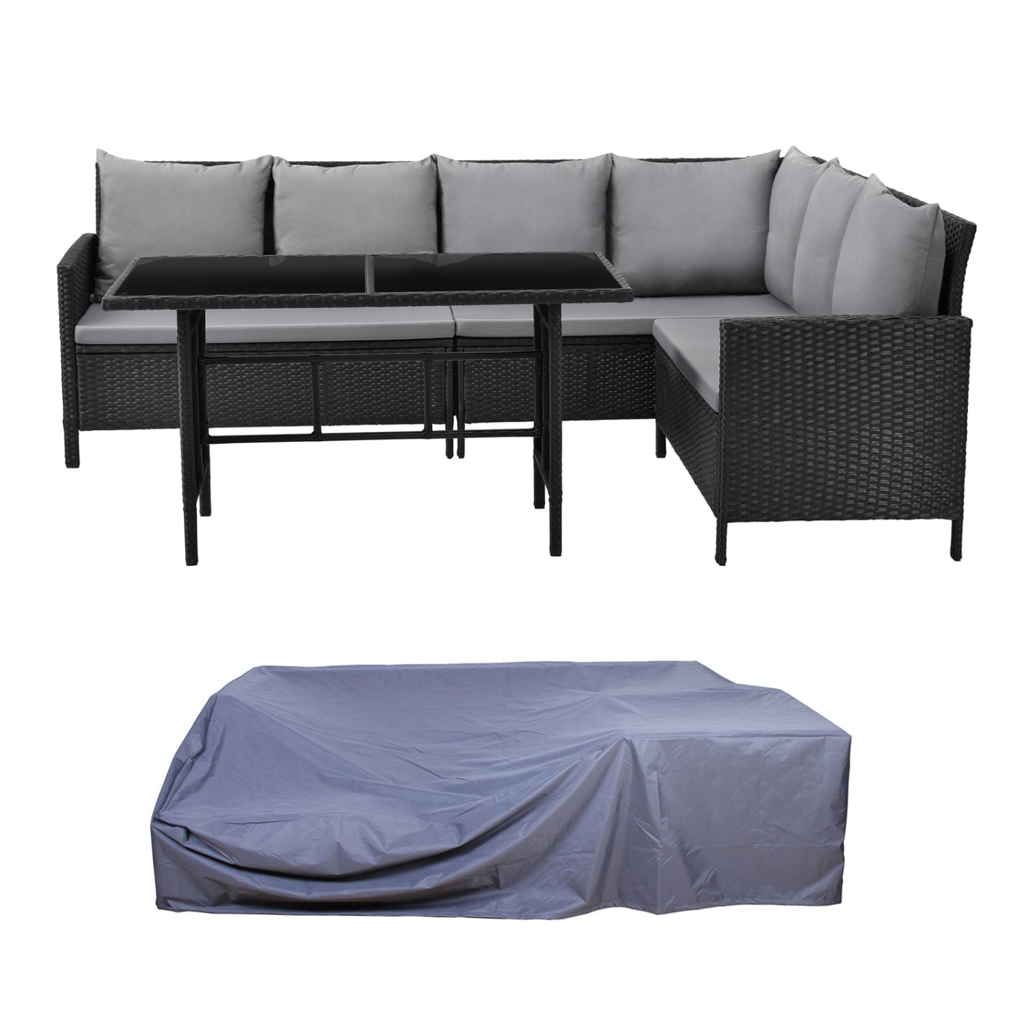 Svita Madison Rattan-Lounge Abdeckhaube Ecksofa Rattan-Lounge Gartenmöbel-S günstig online kaufen