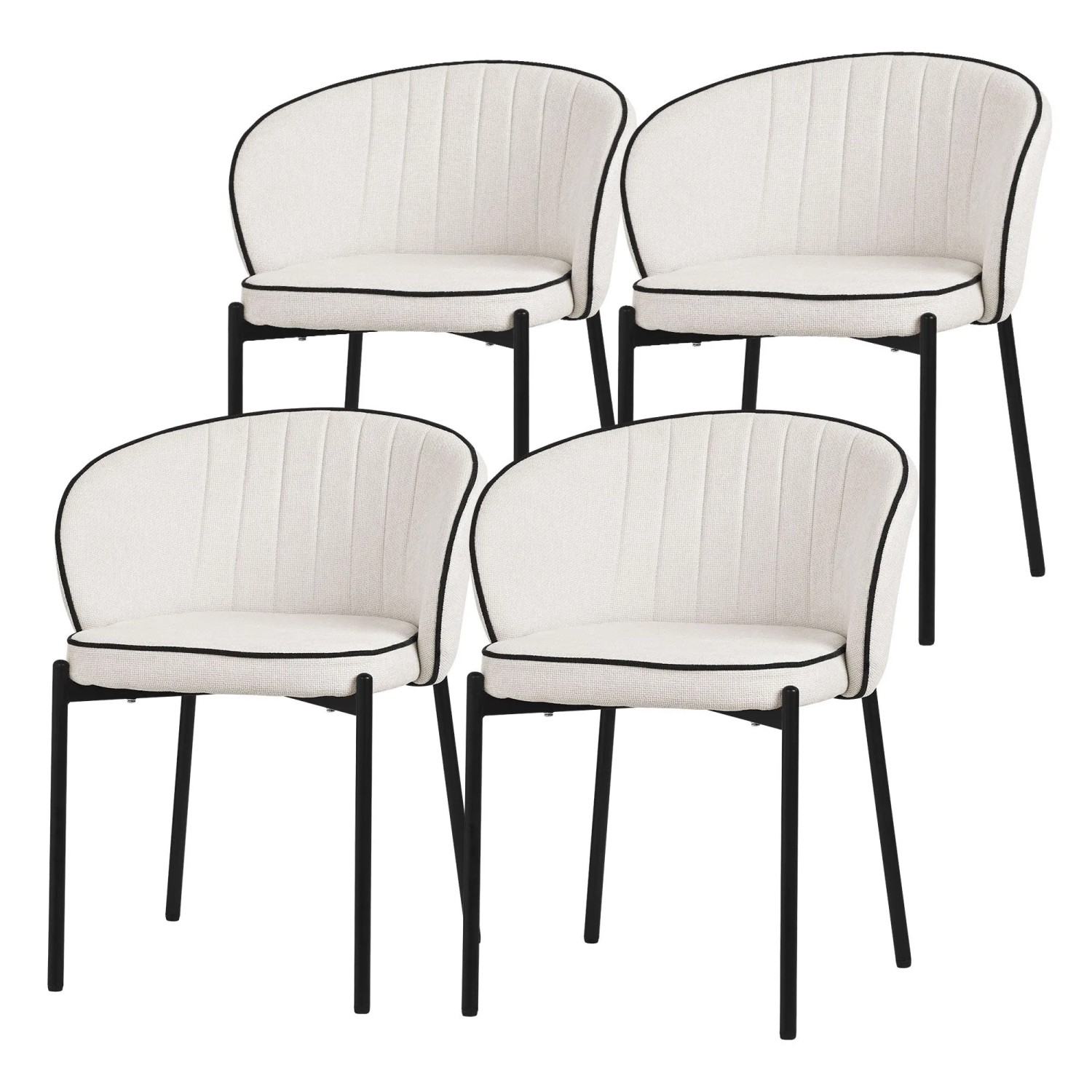ML-Design Esszimmerstühle 4Er Set Beige mit Stoffbezug & Metallbeinen
