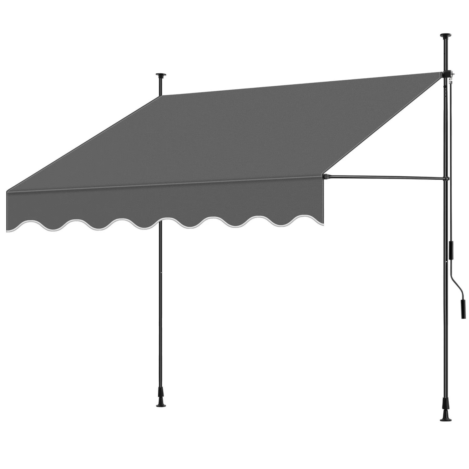 Tectake Klemmmarkise Mit Handkurbel  Ohne Bohren  Uv Beständig Höhenverstellbar 211   304 cm 200 x 180 cm 180 x 200 x 304 cm Schwarz Grau