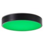 Smarte LED-Deckenleuchte Vadin, schwarz/weiß, mit grüner Beleuchtung.